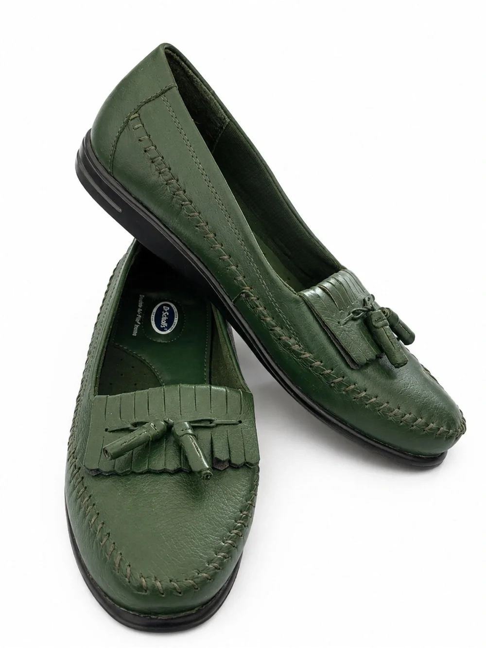 & Other Stories Green Leather Tassel Moccasin Loafers
